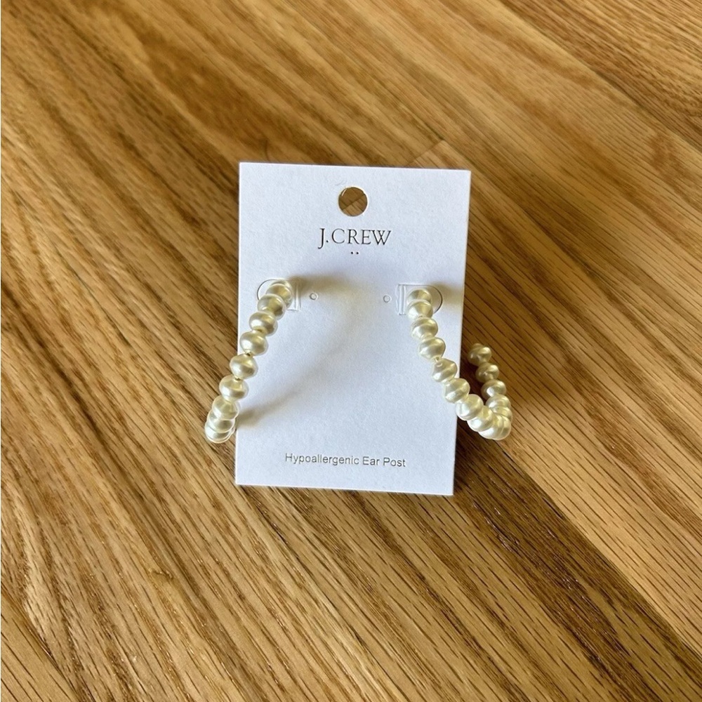 J.Crew Pearl Hoop Earrings NWT